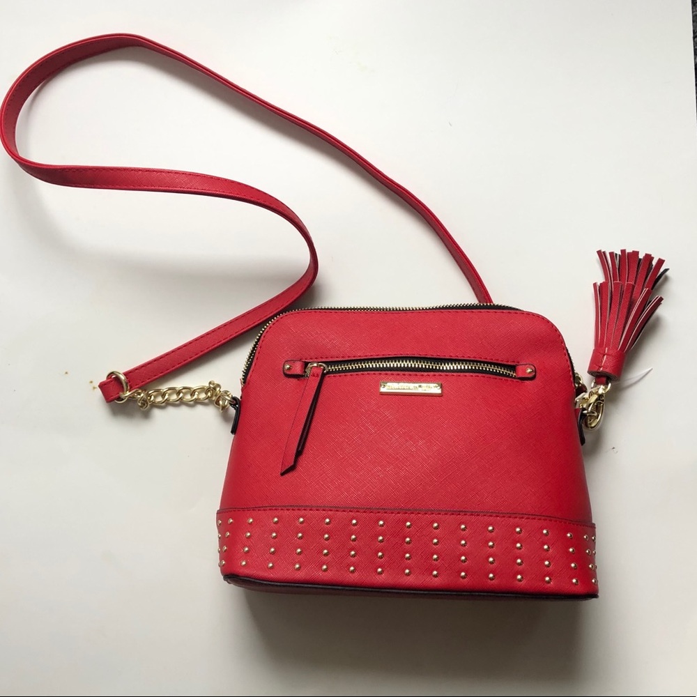 Madden Girl Red Gold Studded Crossbody Purse